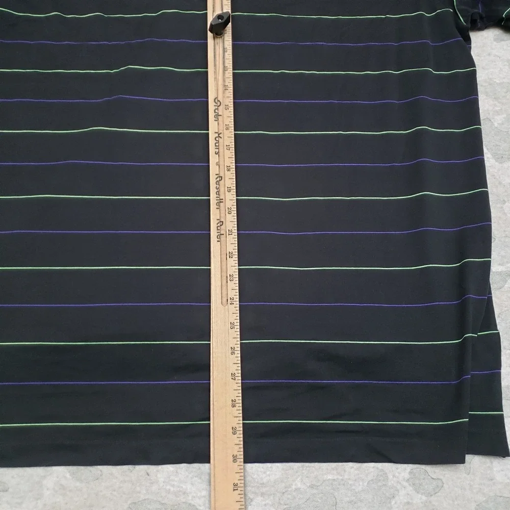 VTG Polo Golf Ralph Lauren Polo Shirt Mens XL Black Short Sleeve Striped Branded